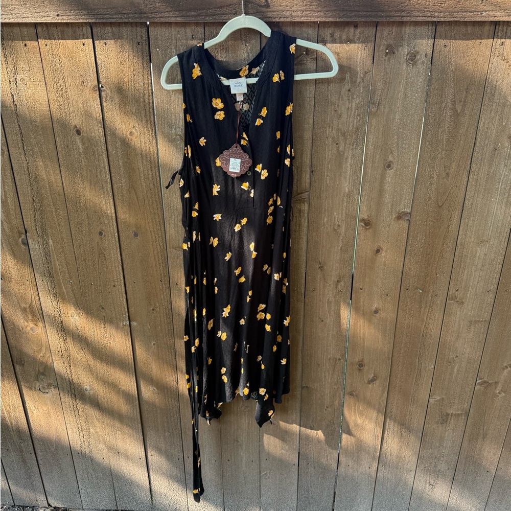 Knox Rose Black Floral Button Front Midi Dress – Size XL NWT